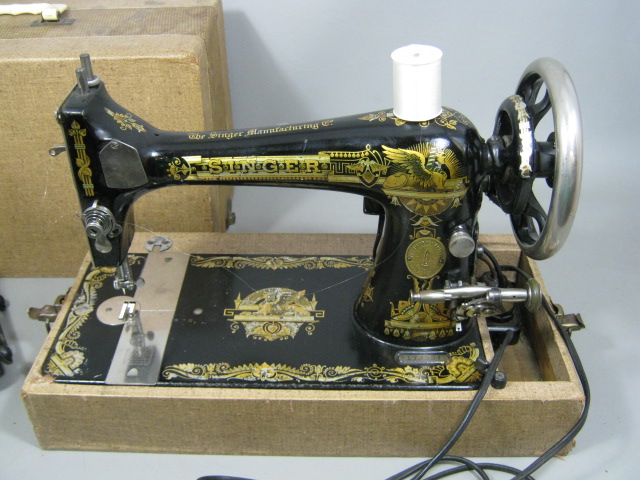 Vtg Antique 1904 Singer 27 Sewing Machine + Case B179807 Sphinx Memphis Egyptian 1