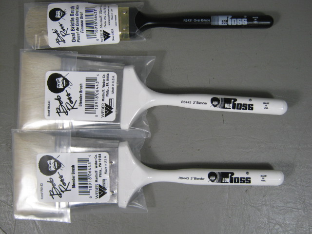 New 10 Bob Ross Unused Paint Brushes W/Black Zipper Canvas Case Art Supplies Lot 4