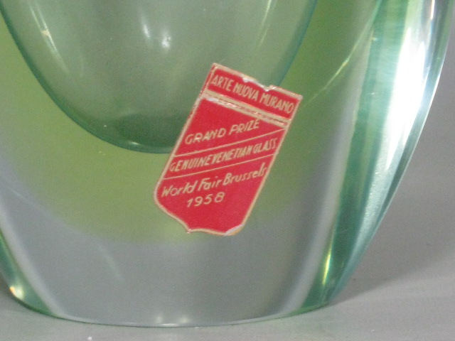 Vtg 1958 Seguso Murano Mid Century Modern Art Glass Vase Brussels Worlds Fair NR 3
