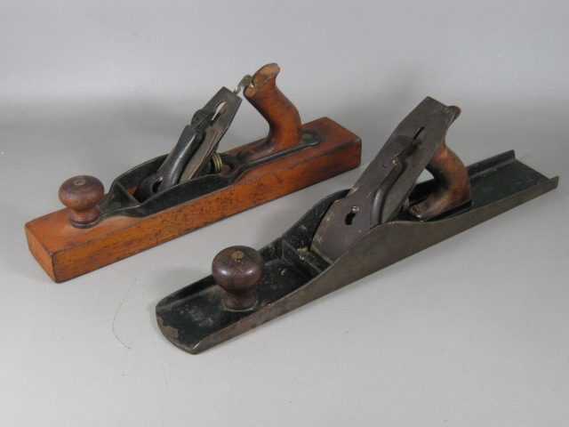 2 Vtg Wood Planes Jointer Bench Stanley No 7 Union Mfg Co Woodworking No Reserve