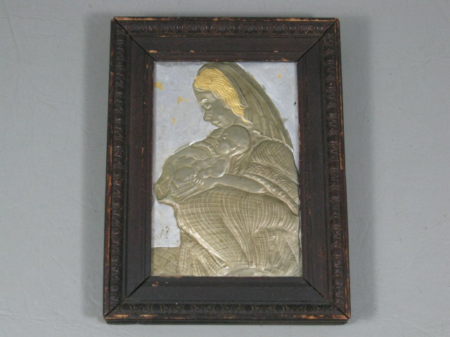 RARE Allan Rohan Crite Nickel Bronze Religious Art Plaque Black Madonna & Jesus