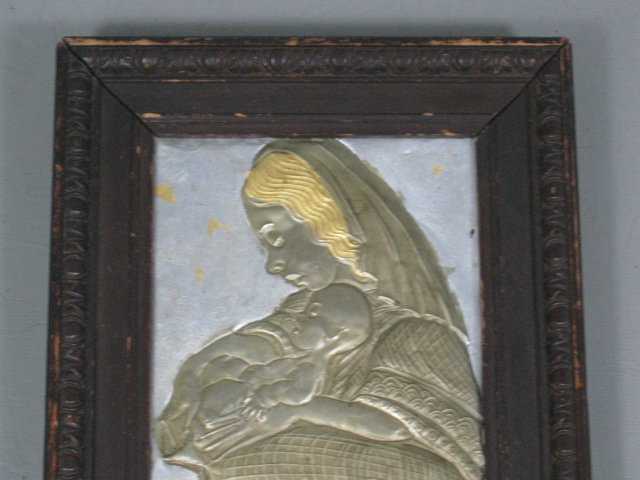 RARE Allan Rohan Crite Nickel Bronze Religious Art Plaque Black Madonna & Jesus 1