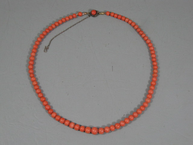 Genuine Vintage Antique Undyed Red Salmon Coral Estate Jewelry Bead Necklace 19"