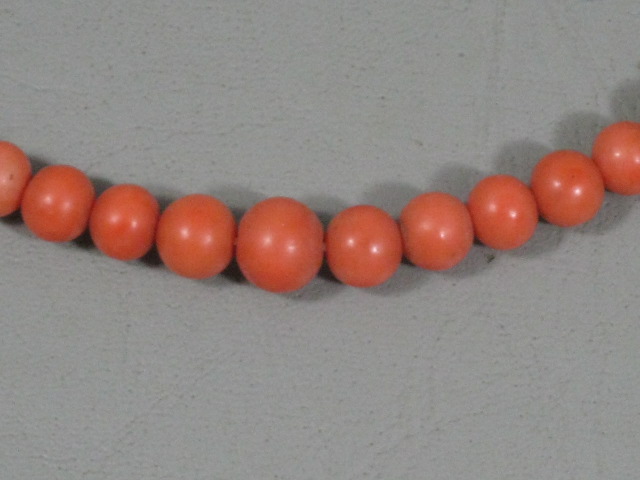 Genuine Vintage Antique Undyed Red Salmon Coral Estate Jewelry Bead Necklace 19" 1