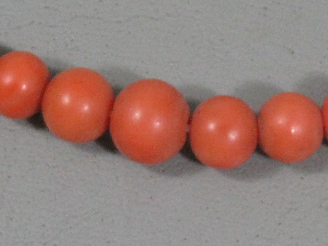 Genuine Vintage Antique Undyed Red Salmon Coral Estate Jewelry Bead Necklace 19" 2