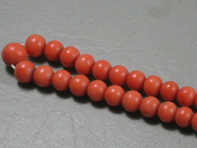 Genuine Vintage Antique Undyed Red Salmon Coral Estate Jewelry Bead Necklace 19" 3