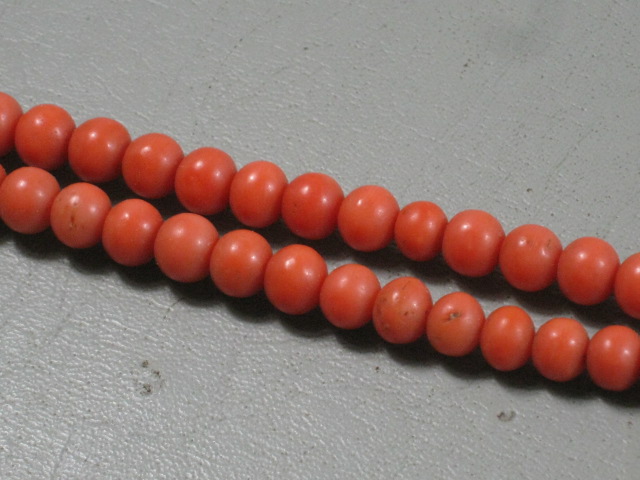 Genuine Vintage Antique Undyed Red Salmon Coral Estate Jewelry Bead Necklace 19" 4
