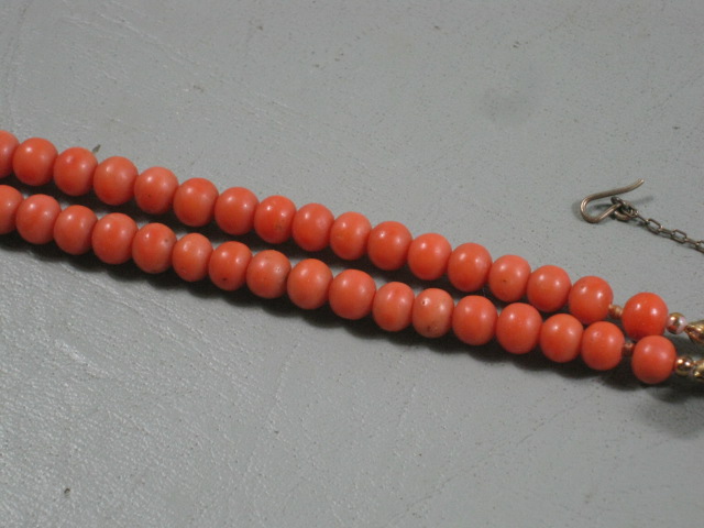 Genuine Vintage Antique Undyed Red Salmon Coral Estate Jewelry Bead Necklace 19" 5