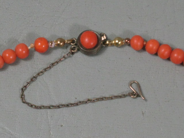 Genuine Vintage Antique Undyed Red Salmon Coral Estate Jewelry Bead Necklace 19" 6