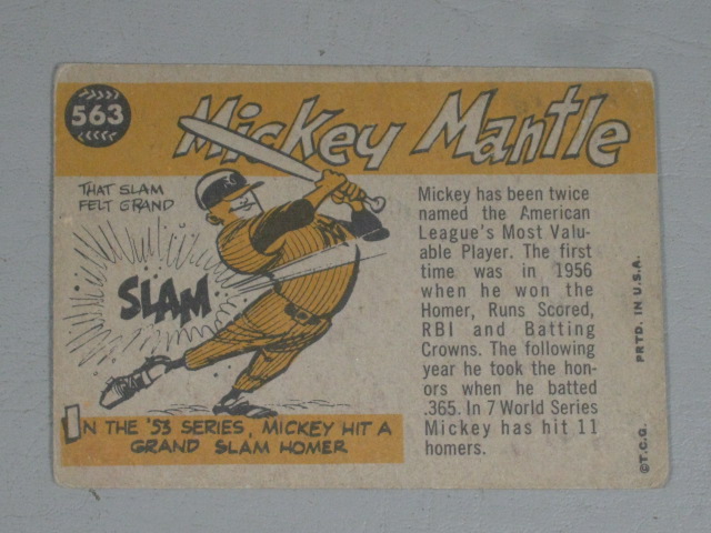 7 Vtg Mickey Mantle NY Yankees Baseball Cards Lot Topps 487 563 300 150 50 NR! 4