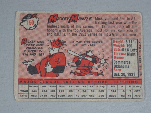7 Vtg Mickey Mantle NY Yankees Baseball Cards Lot Topps 487 563 300 150 50 NR! 8