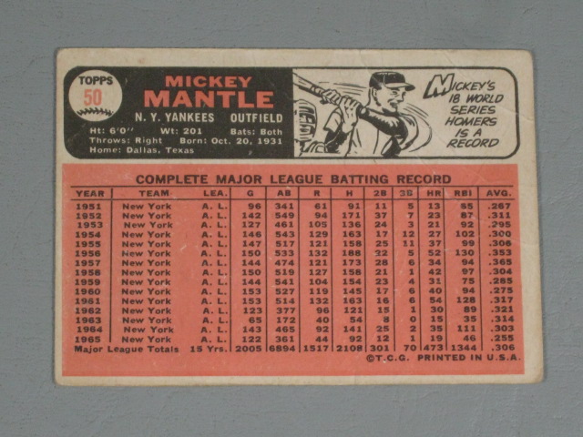 7 Vtg Mickey Mantle NY Yankees Baseball Cards Lot Topps 487 563 300 150 50 NR! 10