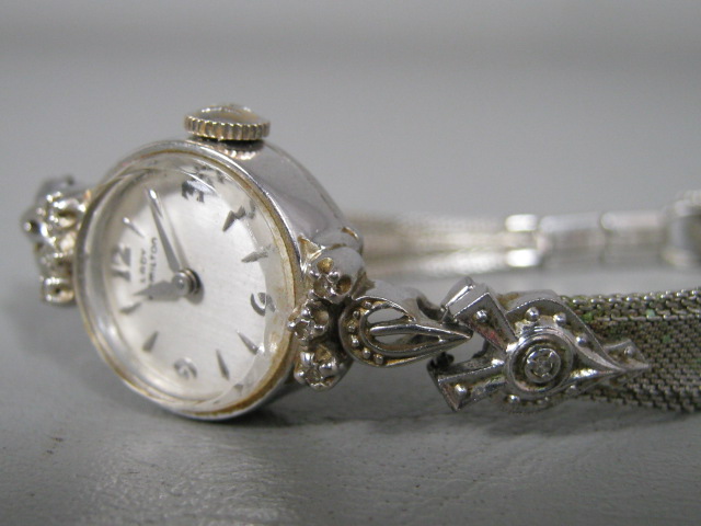Vtg 1968 Lady Hamilton 14K White Gold Diamond Ladies Watch Wristwatch NO RES! 3