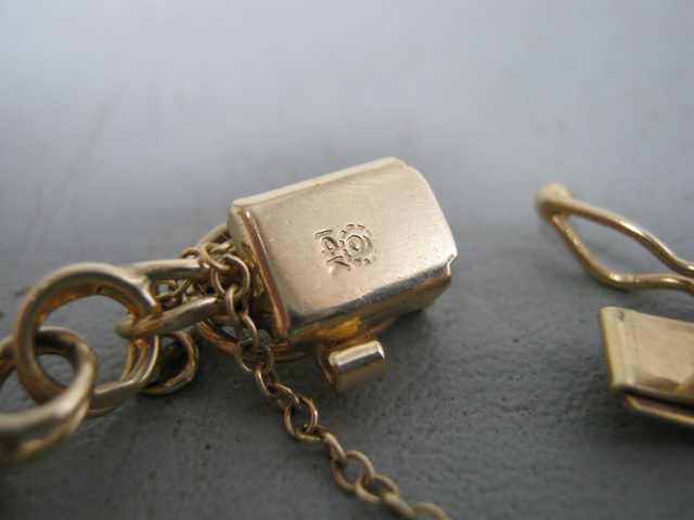 Vtg 14K Gold Charm Bracelet Shoes OES Order Of The Eastern Star + Pins 1.23oz NR 3