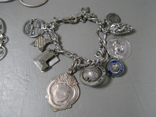 Vtg Sterling Silver Gold GF Jewelry Lot Earrings Charm Bracelets Bulova Watch NR 29
