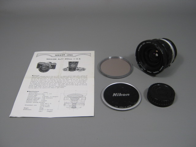 Nikon Nikkor-UD Auto 20mm F/3.5 Nippon Kogaku Non-AI Wide Angle Lens NO RES!