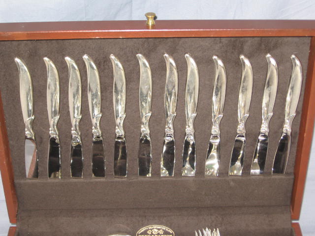 1847 Rogers Bros Flair Flatware Set Reed & Barton Chest 1