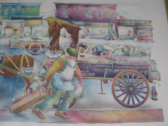 RARE Seymour Rosenthal Hand Painted Watercolor Artist Proof Seltzer Man Print 2