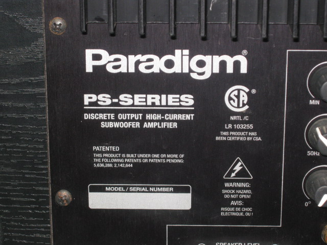 Paradigm Reference PS Series PS-1000 Powered Subwoofer Sub Amplifier v.4? NO RES 1