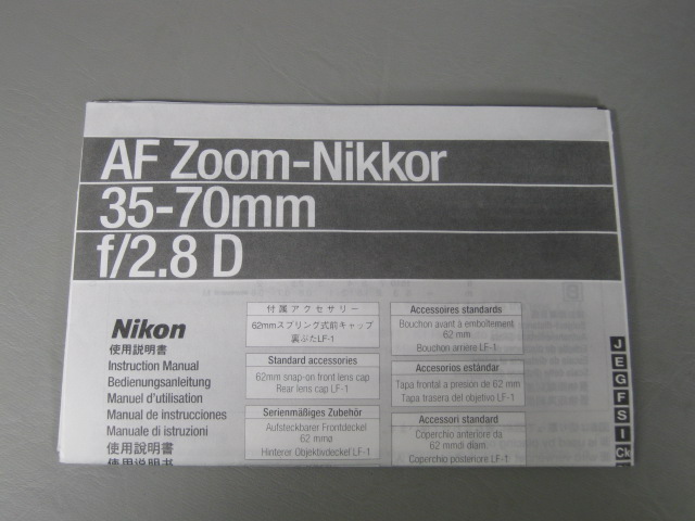 Nikon AF Nikkor 35-70mm F/2.8 1:2.8 D Telephoto Zoom Lens One Owner EXC+ COND! 7