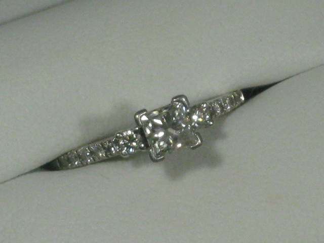 0.58ct Princess Cut Diamond Solitaire Accent 14k White Gold Ring H VVS 2 + Box + 1
