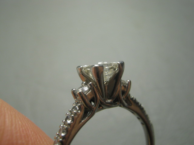 0.58ct Princess Cut Diamond Solitaire Accent 14k White Gold Ring H VVS 2 + Box + 6