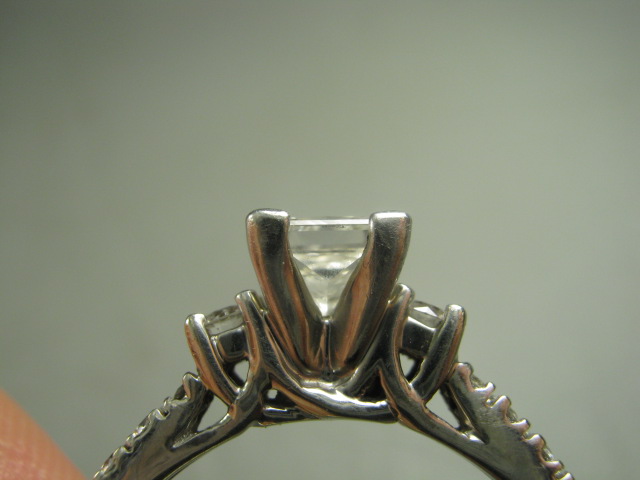 0.58ct Princess Cut Diamond Solitaire Accent 14k White Gold Ring H VVS 2 + Box + 7