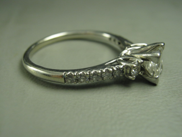 0.58ct Princess Cut Diamond Solitaire Accent 14k White Gold Ring H VVS 2 + Box + 9