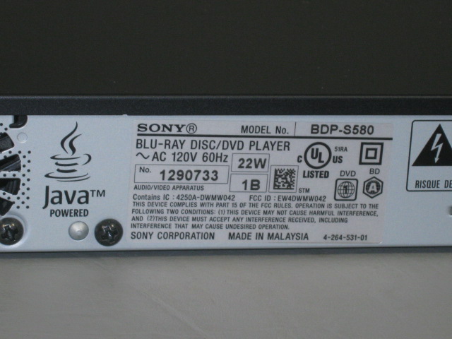 Sony Blu-Ray Player BDP-S580 HD Built In Wi-Fi 3D w/Box + HDMI Cable Bundle EXC! 8