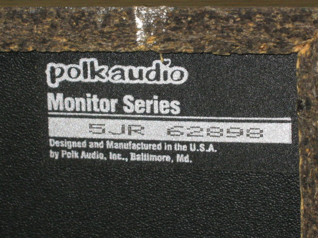 Polk Audio Monitor Series 5JR Bookshelf Main Stereo Speakers Dark Wood Cabinets 7