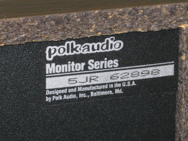 Polk Audio Monitor Series 5JR Bookshelf Main Stereo Speakers Dark Wood Cabinets 8