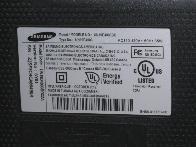Samsung 19" Widescreen LED TV HDTV Series 4 4003 UN19D4003BD USB HDMIx2 No Res! 4