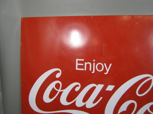 Large Vtg Enjoy Coca Cola Coke Metal Soda Advertising Sign 35" x 30" NO RESERVE! 1