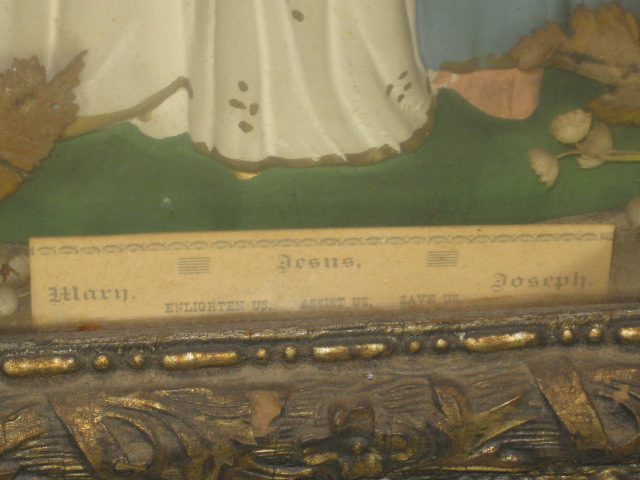 Vtg Antique Catholic Shadowbox Holy Family Mary Joseph Jesus Ornate Frame 2