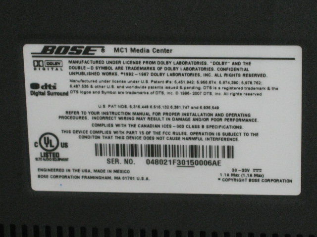 NEW Bose Lifestyle V30 Home Theatre Speaker System MC1 Media Center NO RESERVE! 7