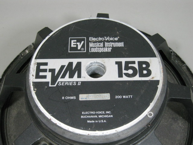 EV Electro Voice EVM 15B Series II 15" Speaker Woofer Subwoofer 8 Ohms 200 Watts 3