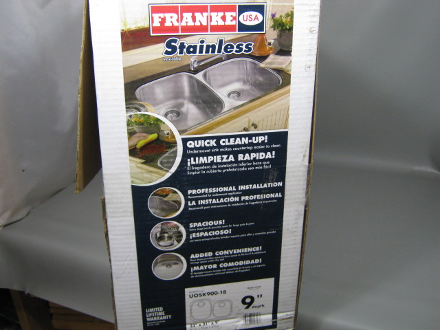 Franke Stainless Steel Double Bowl Undermount Sink 32" x 21" 9" Deep UOSK900-18 5