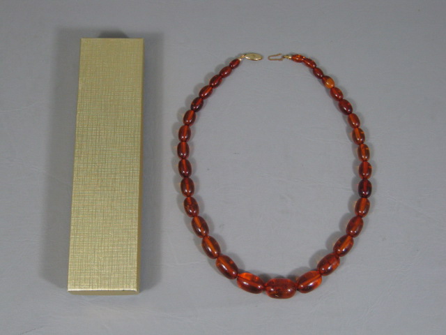 Vintage 1960s Danish Balkan Amber Bead Necklace 18 1/2" Inches Jewelry No Res!