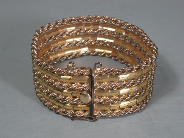 Gorgeous Vintage 18K Yellow Gold Rope Cuff Bracelet 1.96 Ounces 7 3/4" Long x 1"