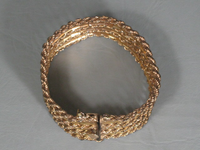 Gorgeous Vintage 18K Yellow Gold Rope Cuff Bracelet 1.96 Ounces 7 3/4" Long x 1" 3