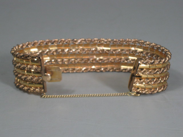Gorgeous Vintage 18K Yellow Gold Rope Cuff Bracelet 1.96 Ounces 7 3/4" Long x 1" 6