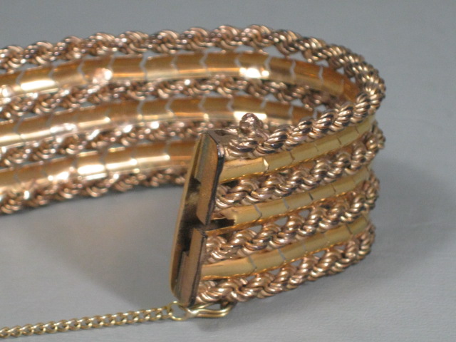 Gorgeous Vintage 18K Yellow Gold Rope Cuff Bracelet 1.96 Ounces 7 3/4" Long x 1" 8