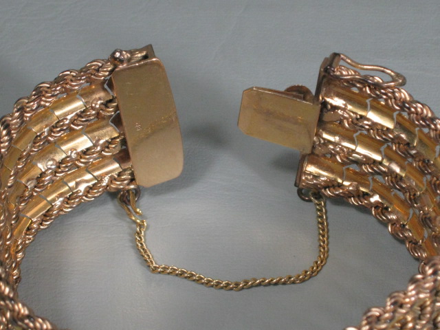 Gorgeous Vintage 18K Yellow Gold Rope Cuff Bracelet 1.96 Ounces 7 3/4" Long x 1" 9