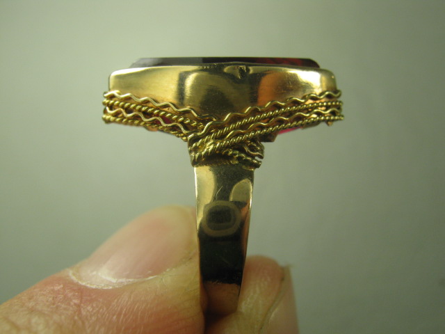 Ladies Vtg Garnet Gemstone Ring 14K Yellow Gold? Marquis Cut Size 3 3.5 Grams NR 3
