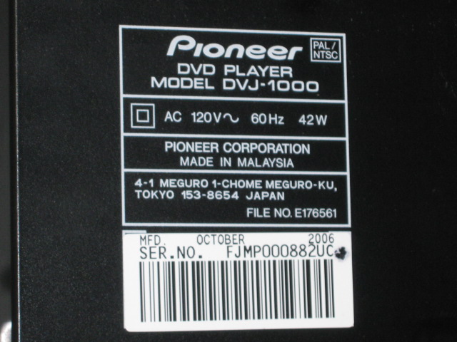 Pioneer DVJ-1000 DVD Player Professional DJ Turntable MP3 CD Dolby Digital NR! 11