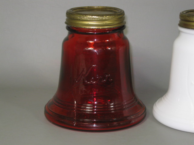 RARE Vtg 1976 Kerr Bicentennial Liberty Bell Fruit Jar Set Milk Glass Hand Blown 2