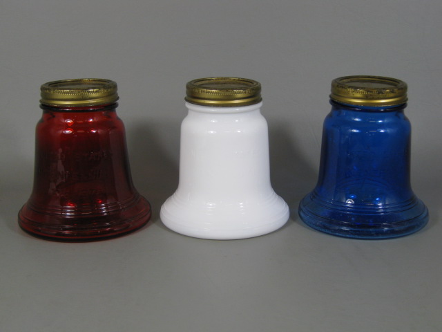 RARE Vtg 1976 Kerr Bicentennial Liberty Bell Fruit Jar Set Milk Glass Hand Blown 6