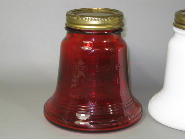 RARE Vtg 1976 Kerr Bicentennial Liberty Bell Fruit Jar Set Milk Glass Hand Blown 7