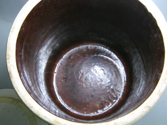 Antique Primitive Vtg 5 Gallon Stoneware Salt Glaze Crock W/ Lid + Crown Mark NR 10