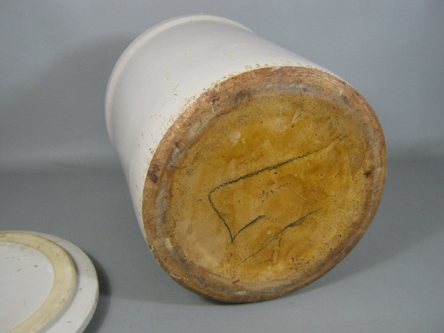 Antique Primitive Vtg 5 Gallon Stoneware Salt Glaze Crock W/ Lid + Crown Mark NR 11